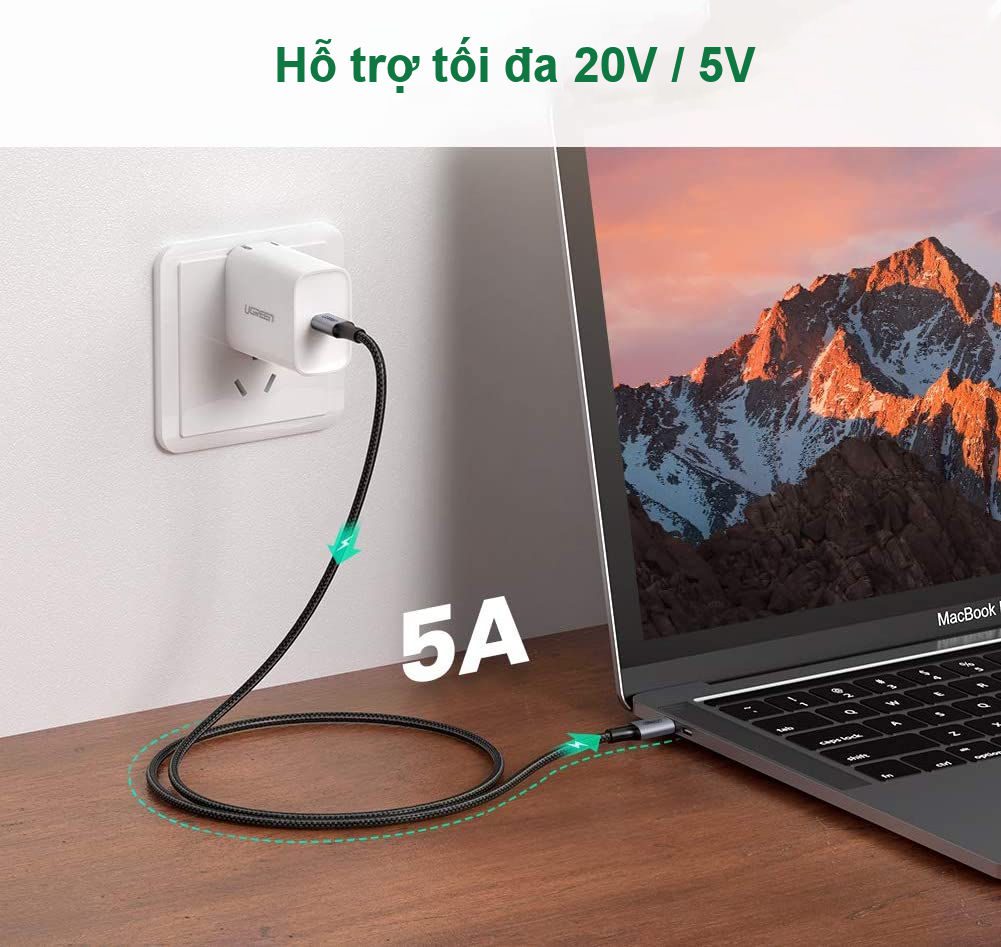 Cáp sạc nhanh 2 đầu Type C sạc nhanh PD100W UGREEN US316 70427 dài 1m