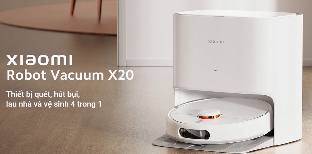Robot hút bụi lau nhà Xiaomi Vacuum X20 (Tự động giặt rẻ lau, chính Hãng)