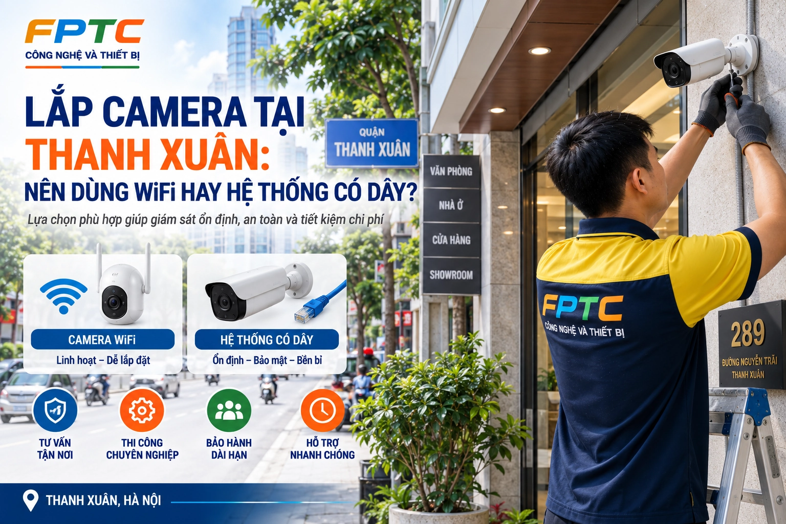 Lắp camera tại Thanh Xuân: Nên dùng WiFi hay hệ thống có dây