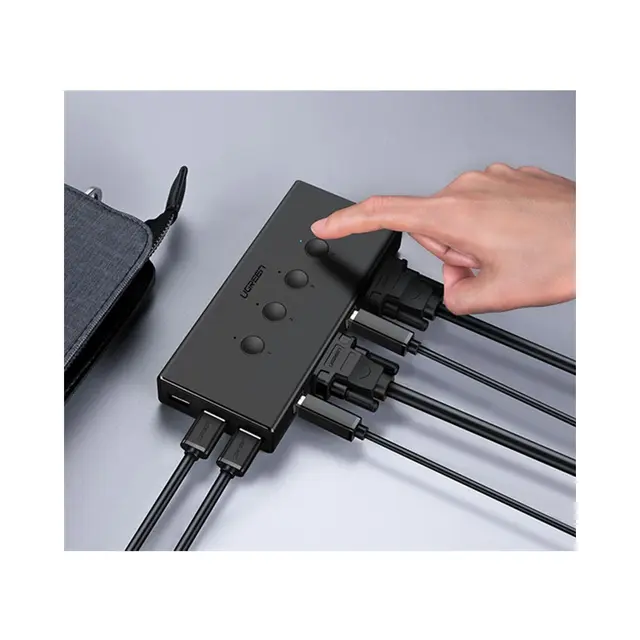 KVM Switch 4 port USB - Thiết bị 4 máy tính dùng 1 màn hình chính hãng Ugreen 50280