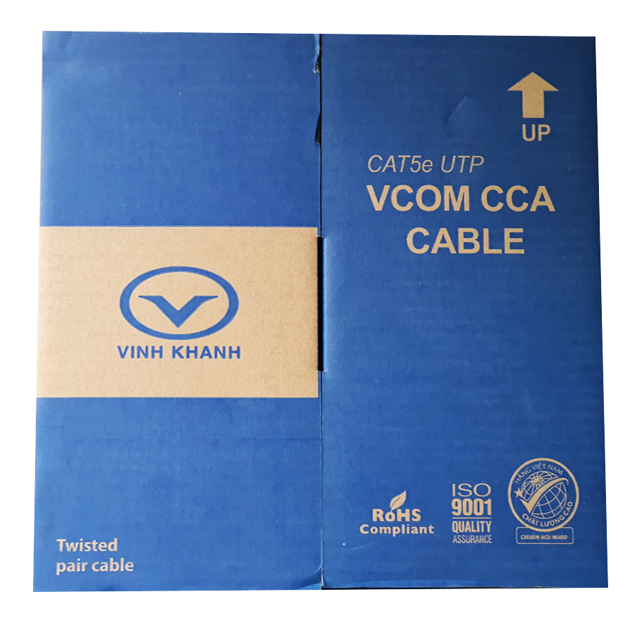Cáp mạng VCOM Cat5e UTP CCA vỏ PVC (cuộn 305M)
