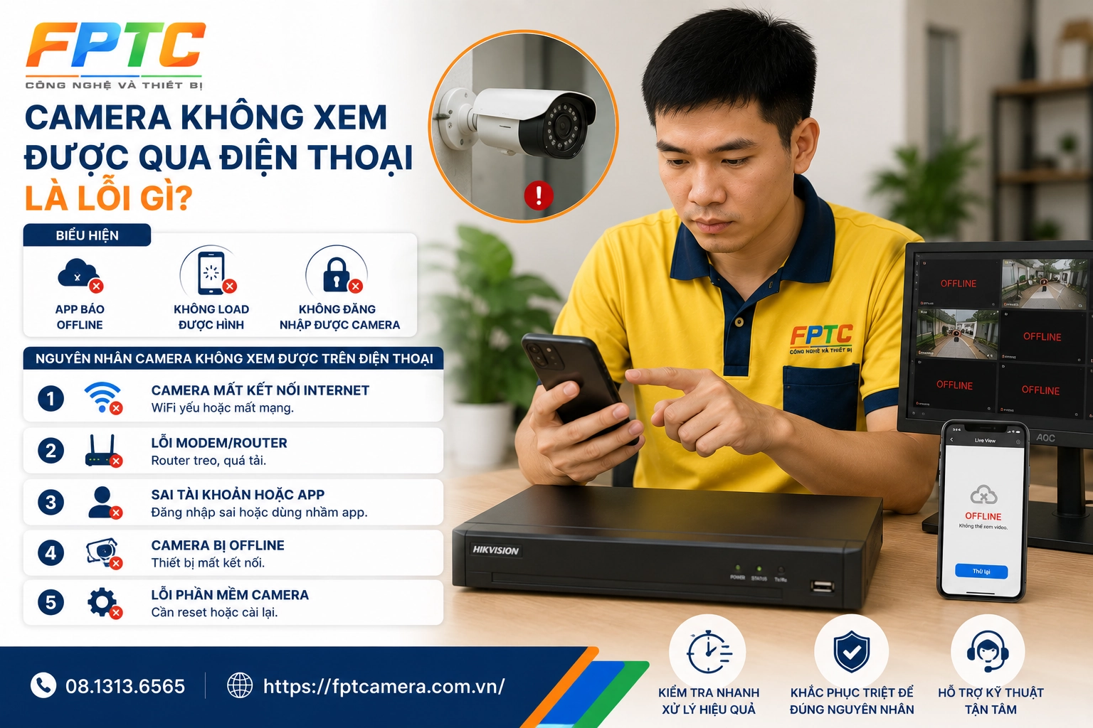 Camera không xem được qua điện thoại – cách sửa nhanh & bảng giá