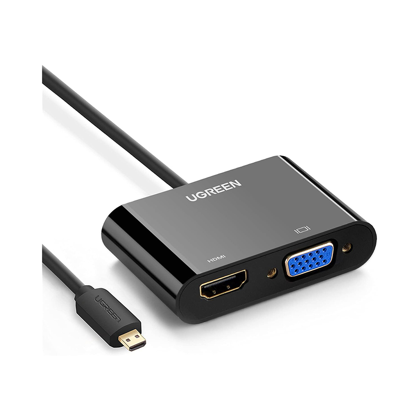Cáp chuyển đổi Micro HDMI to VGA và HDMI + Audio chính hãng Ugreen 30355 cao cấp