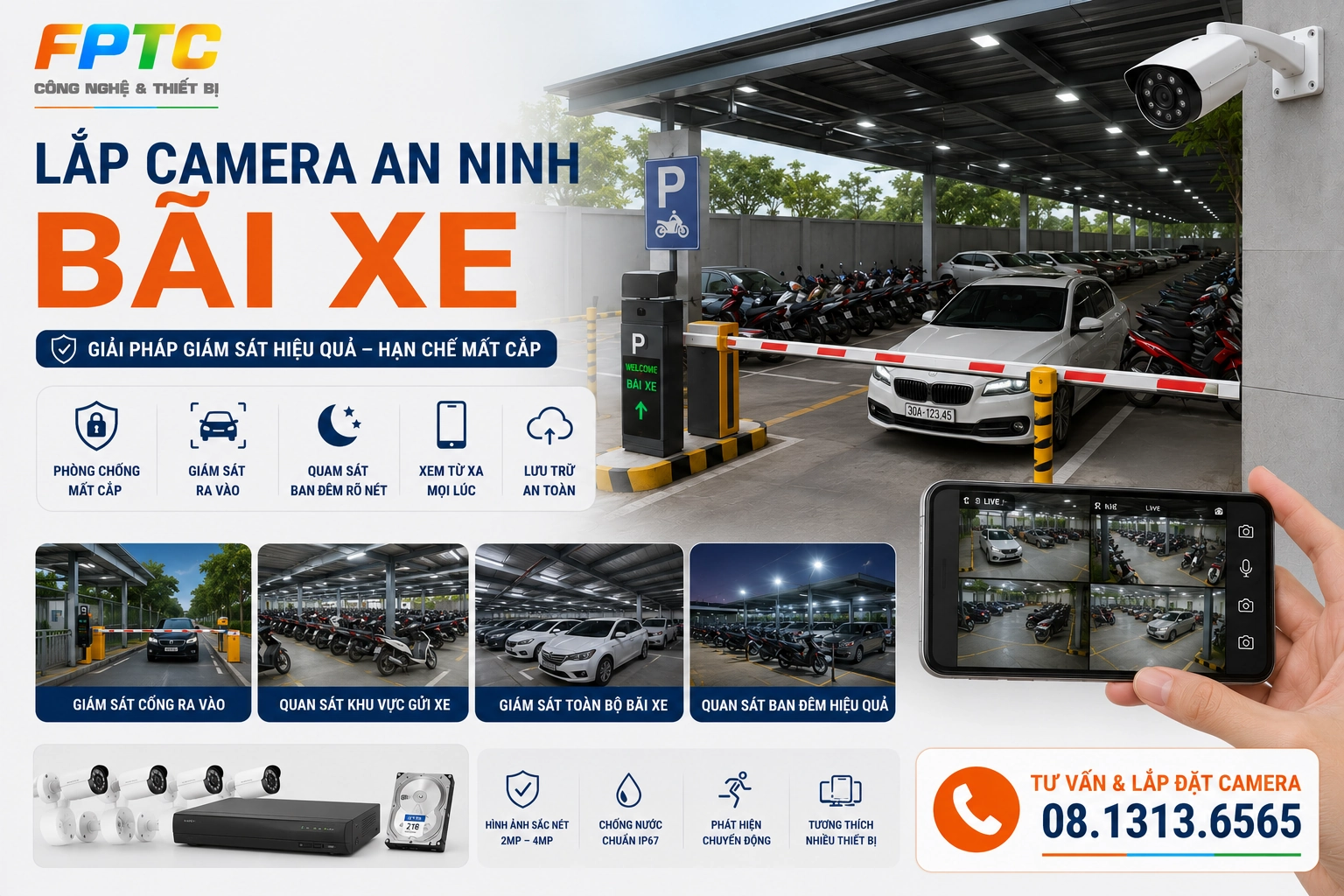 Lắp Camera An Ninh Bãi Xe | Giám Sát 24/7, Hạn Chế Mất Cắp