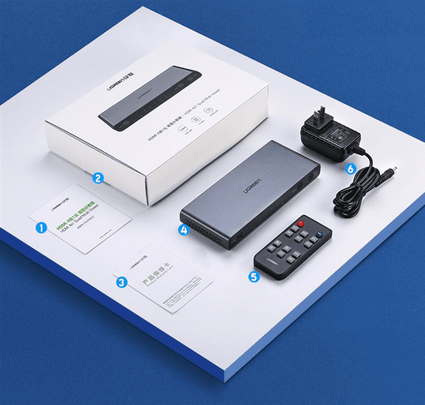 UGREEN CM201 50745US Chân Dẹt– Bộ gộp HDMI 4 vào 1 Hiển Thị Đa Màn Hình