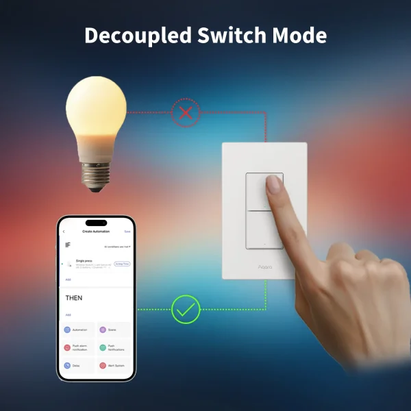 Công tắc thông minh Aqara H2 Light Switch US WS-K02E 2 Nút ấn (1 nút điều khiển và 1 nút không dây)