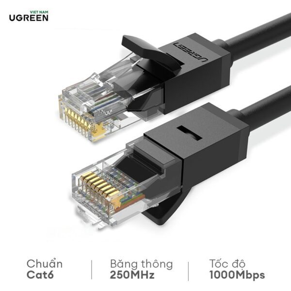 Dây cáp mạng Cat6 UGREEN NW102 20169 cáp tròn màu đen Dài 40m