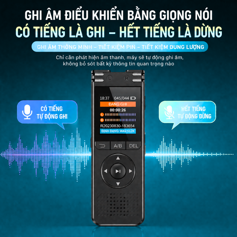 Máy Ghi Âm Q2S – Ghi Âm Siêu Nét 1536Kbps, Pin 50 Giờ, Dễ Dùng
