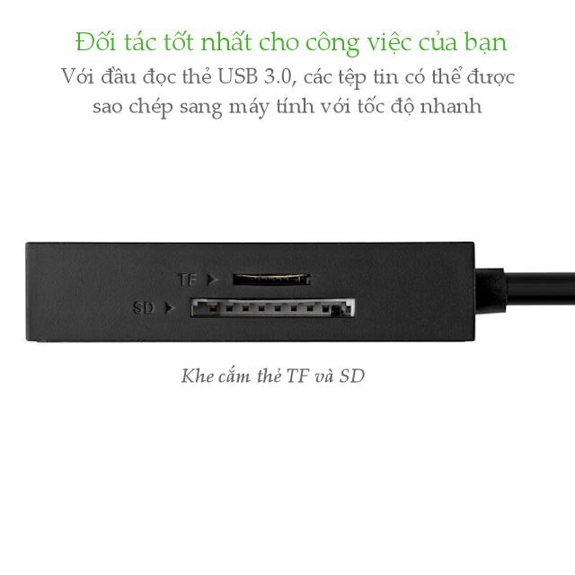 Đầu đọc thẻ Ugreen CR125 30333 đầu vào USB 3.0 siêu nhanh Dài 0.5m