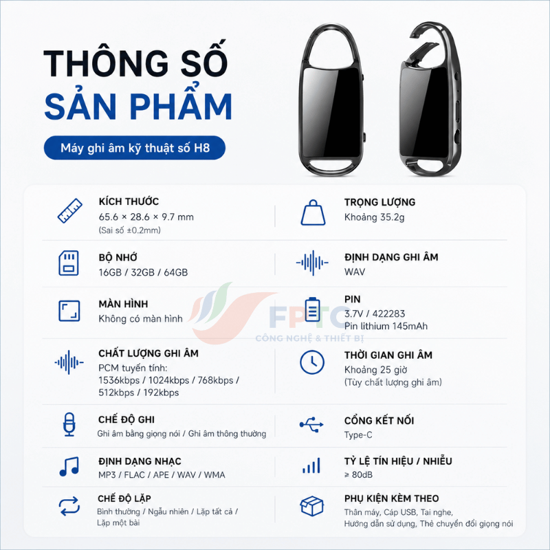 Máy Ghi Âm Newman H8 Dạng Móc Khóa – Ghi Âm PCM Cao Cấp, Nhỏ Gọn, Pin Lâu Đến 28 Giờ