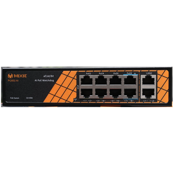 Switch PoE 8 cổng MIXIE-PC802 (8 PoE, 2 uplink, 80W)