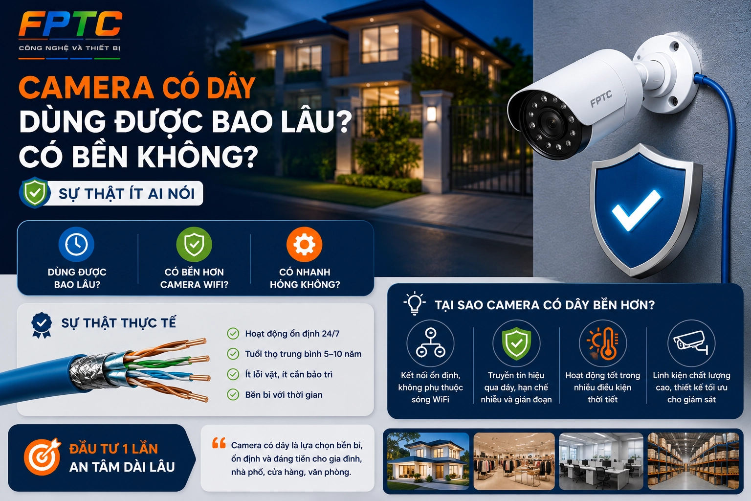 Camera Có Dây Dùng Được Bao Lâu? Có Bền Không Thực Tế