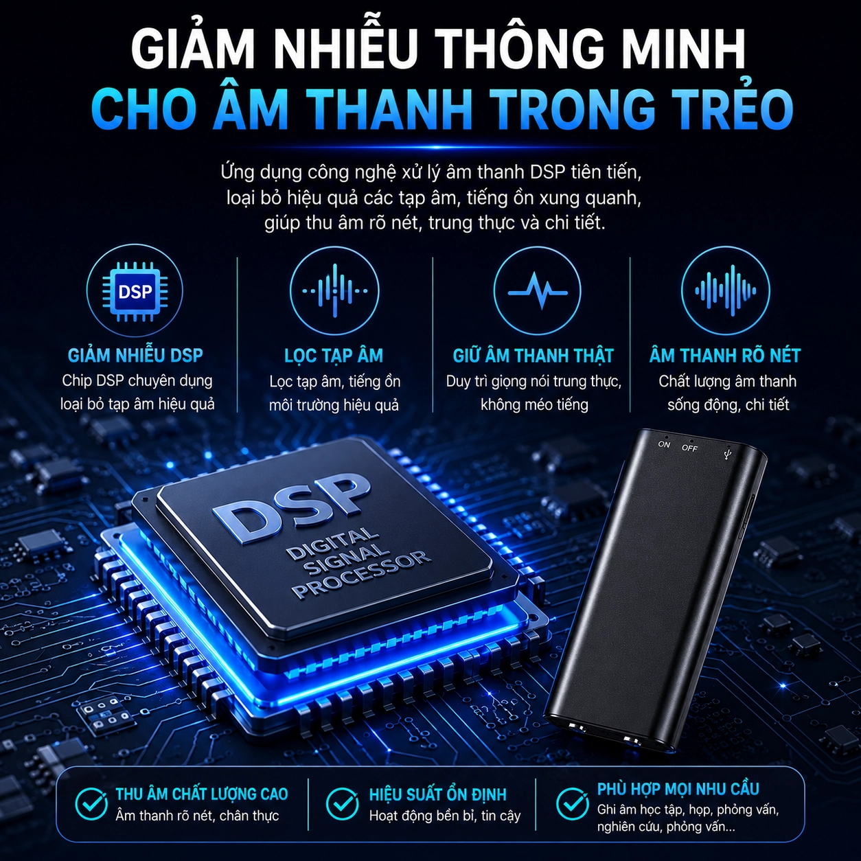 Máy Ghi Âm Mini Siêu Nhỏ Q21 16GB Chính Hãng, Ghi Âm Rõ Nét