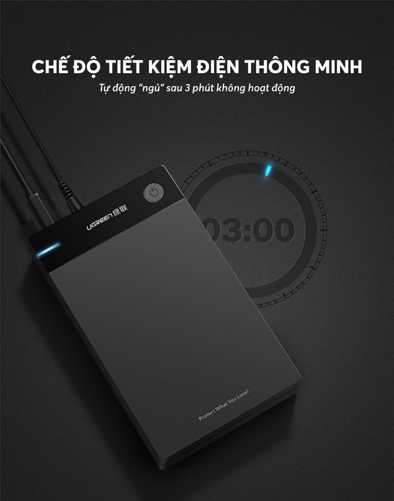 Hộp đựng ổ cứng 3.5/2.5 inch UGREEN US222 50423 hỗ trợ 10TB chân cắm tròn