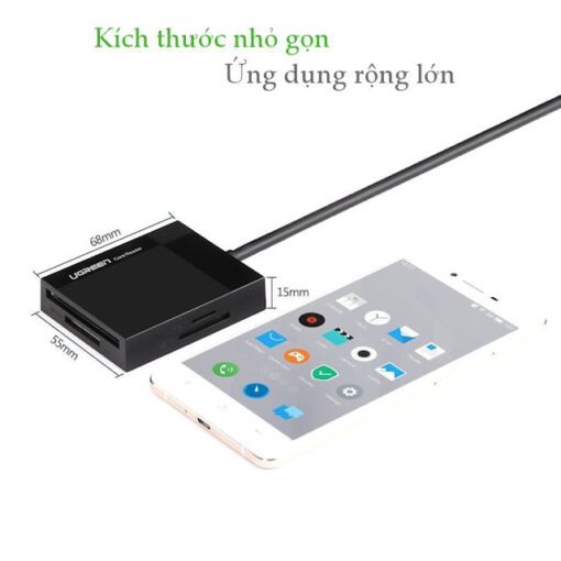 Đầu đọc thẻ Ugreen CR125 30333 đầu vào USB 3.0 siêu nhanh Dài 0.5m