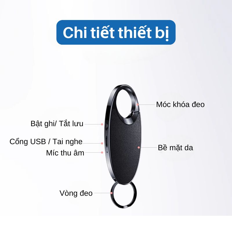 Móc khóa ghi âm Lenovo C2 - Ghi âm 24h - Lọc âm siêu tốt - Nhỏ gọn - Kín đáo