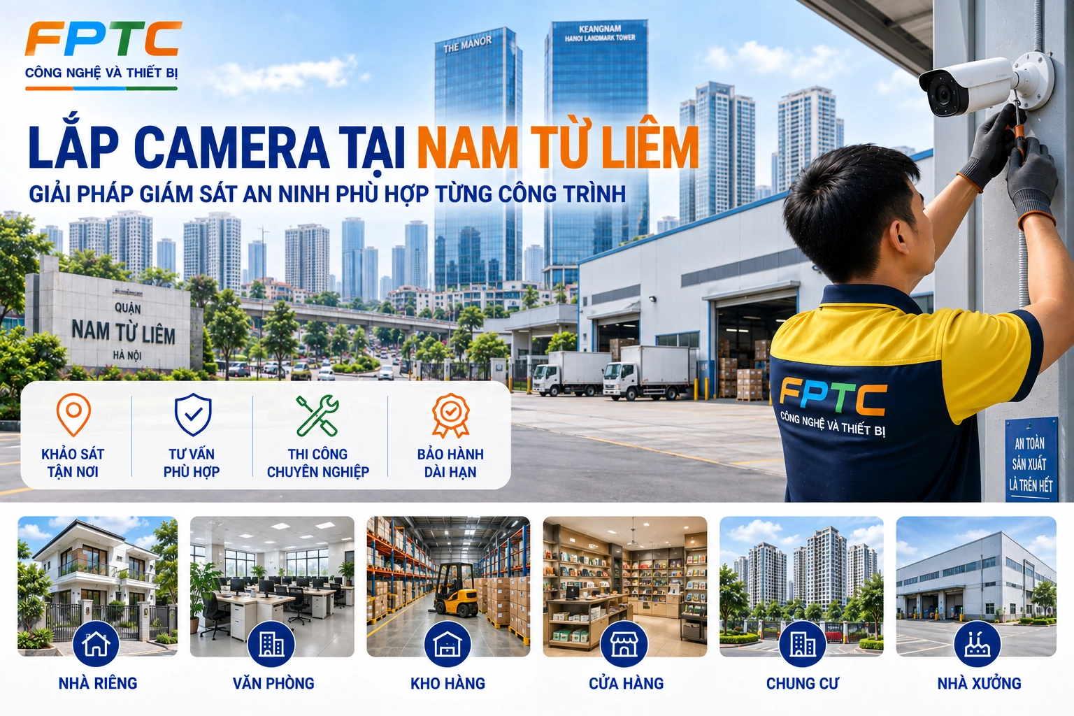 Lắp camera tại Nam Từ Liêm: Nhà phố, văn phòng, kho xưởng