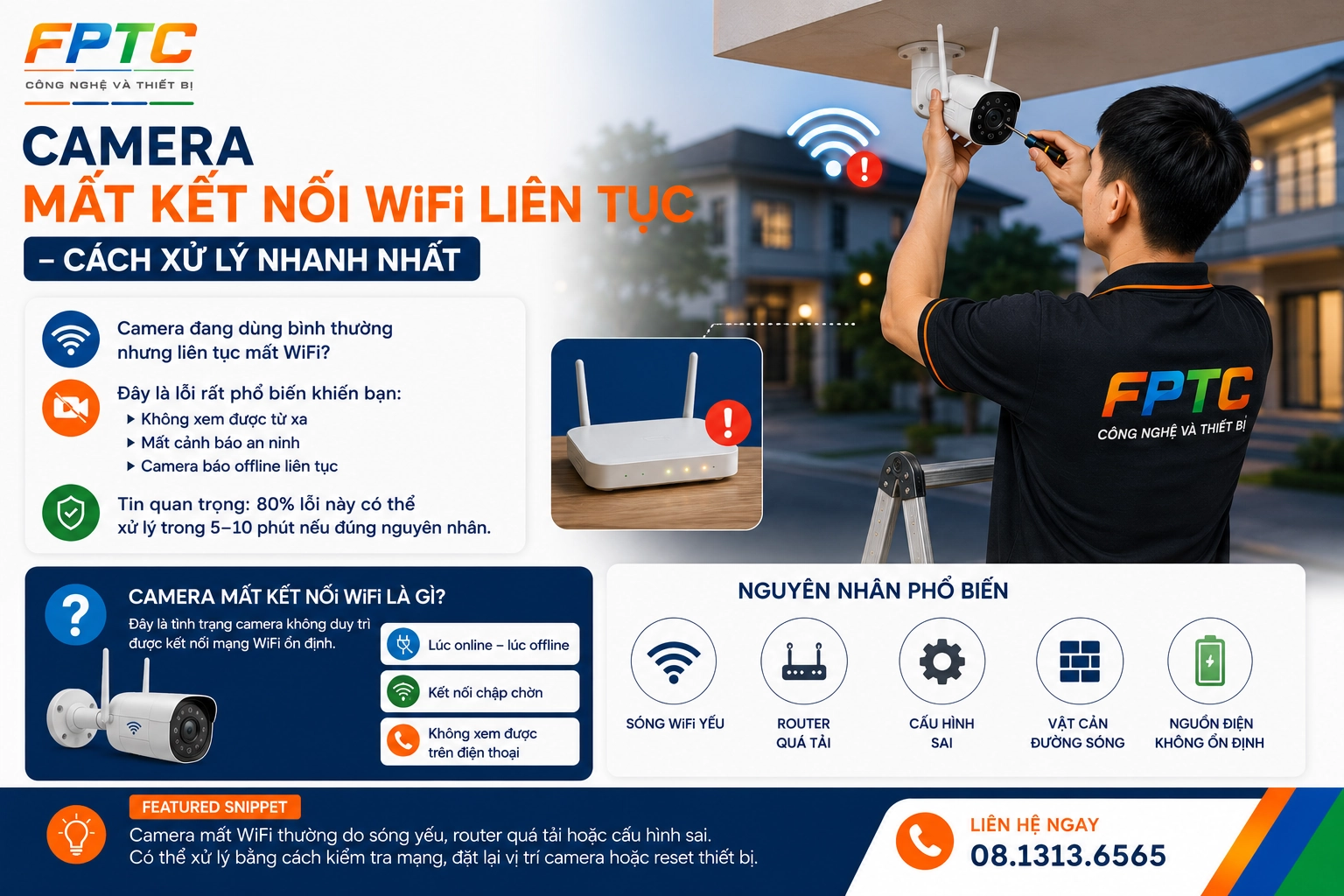 Camera mất kết nối WiFi liên tục – cách xử lý nhanh & bảng giá