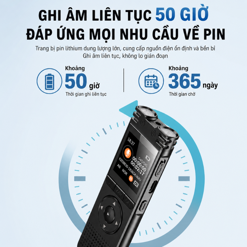 Máy Ghi Âm Q2S – Ghi Âm Siêu Nét 1536Kbps, Pin 50 Giờ, Dễ Dùng