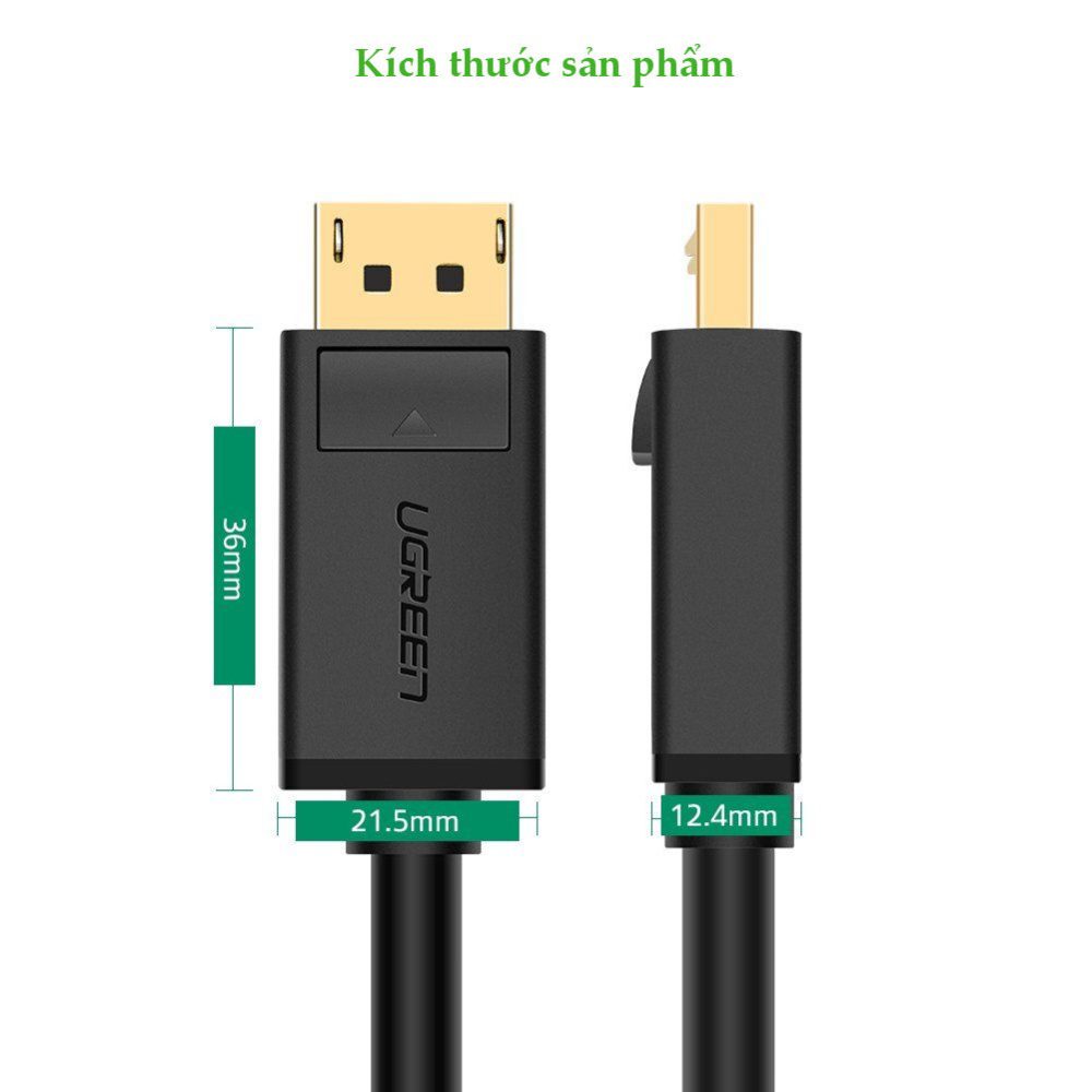 Cáp DP DisplayPort 2 đầu đực UGREEN DP102 10244 Dài 1m