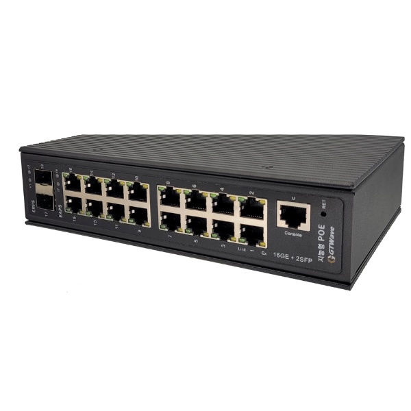 Switch công nghiệp 16 cổng POE quản lý GTWAVE IG16P-2SMB