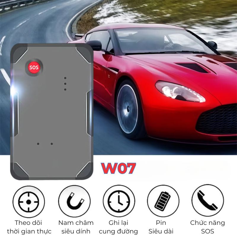 Định vị W07A Pin 5 ngày Mini Siêu Nhỏ - Chính xác 99.99% - Theo dõi thời gian thực