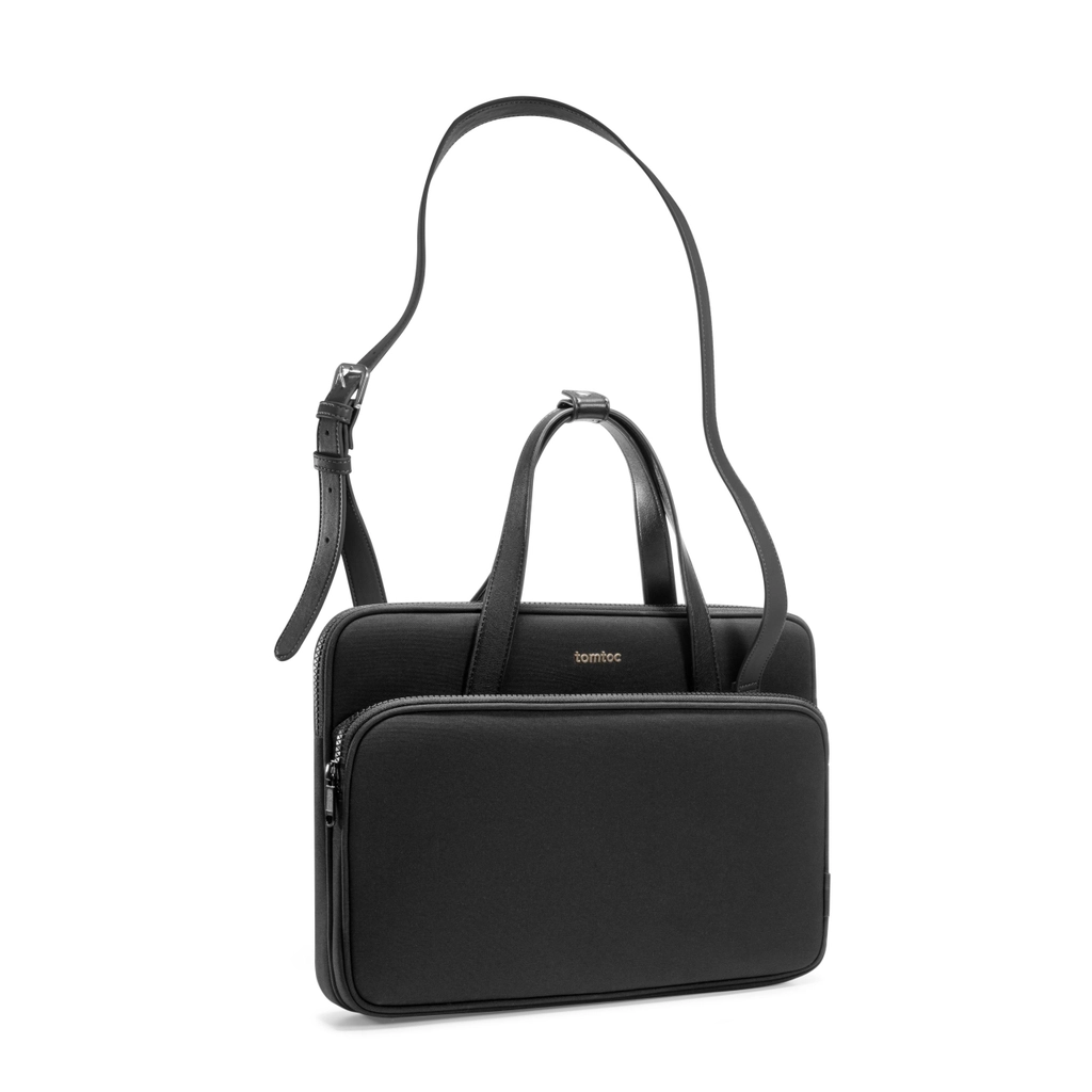 TOMTOC (USA) PREMIUM THEHER SHOULDER BAG13”/14”- H22C1 Màu Đen