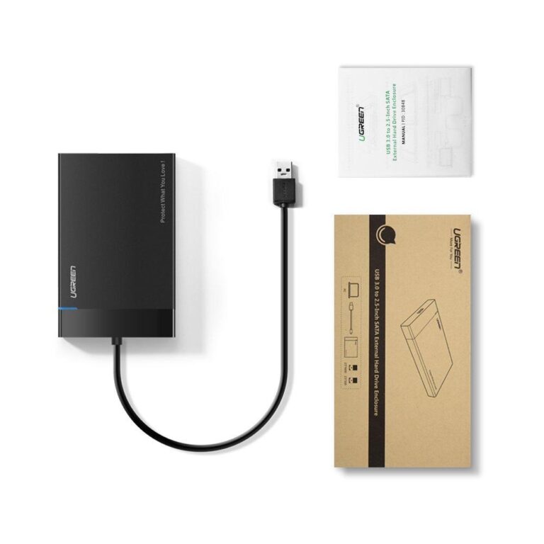 Hộp đựng ổ cứng 2,5 inch USB 3.0 chính hãng Ugreen 30847 dây liền