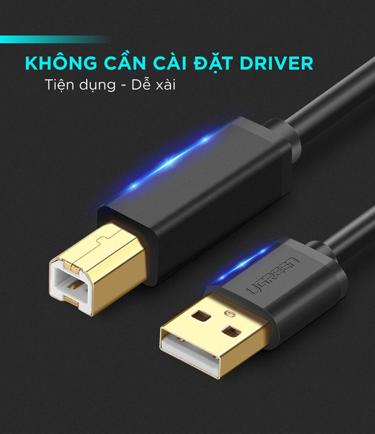Dây cáp máy in Ugreen US135 10350 chuyển từ USB-A sang USB-B Dài 1.5m