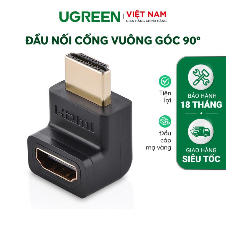 Đầu nối cổng HDMI male sang HDMI female vuông góc 90 độ (BẺ LÊN) UGREEN 20110