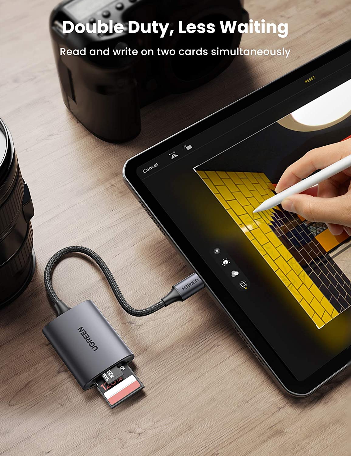 Đầu đọc thẻ Ugreen SD/ TF vỏ nhôm UGREEN 80888