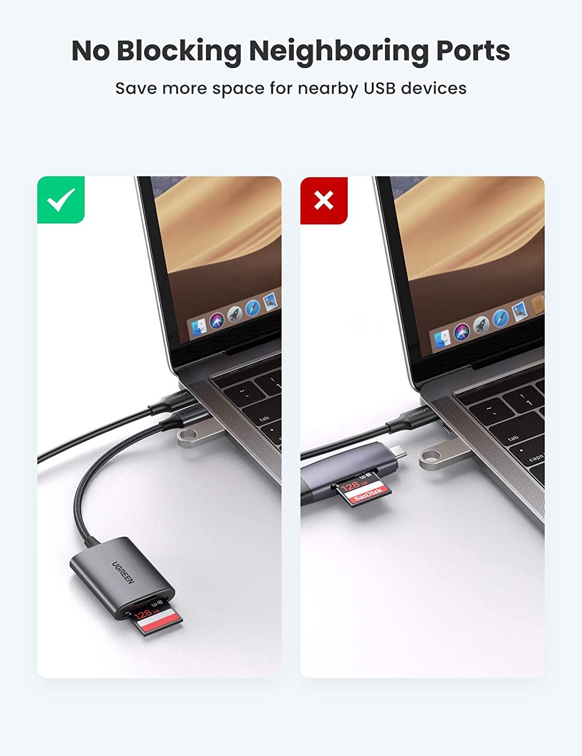 Đầu đọc thẻ Ugreen SD/ TF vỏ nhôm UGREEN 80888