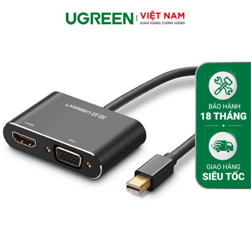 Cáp chuyển Mini DisplayPort sang HDMI và VGA UGREEN MD115 20422 Đen