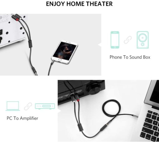 Dây chuyển đổi 3.5mm ra 2RCA (HOA SEN) Dài 1m UGREEN AV102 10772