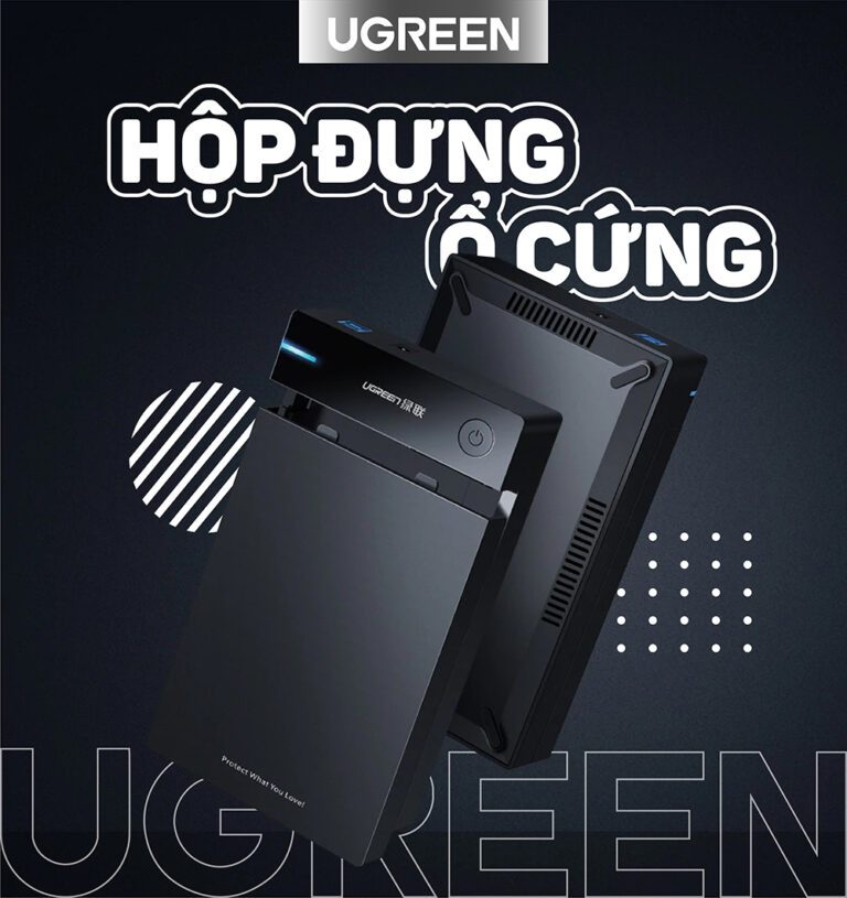 Hộp đựng ổ cứng 3.5/2.5 inch UGREEN US222 50423 hỗ trợ 10TB chân cắm tròn