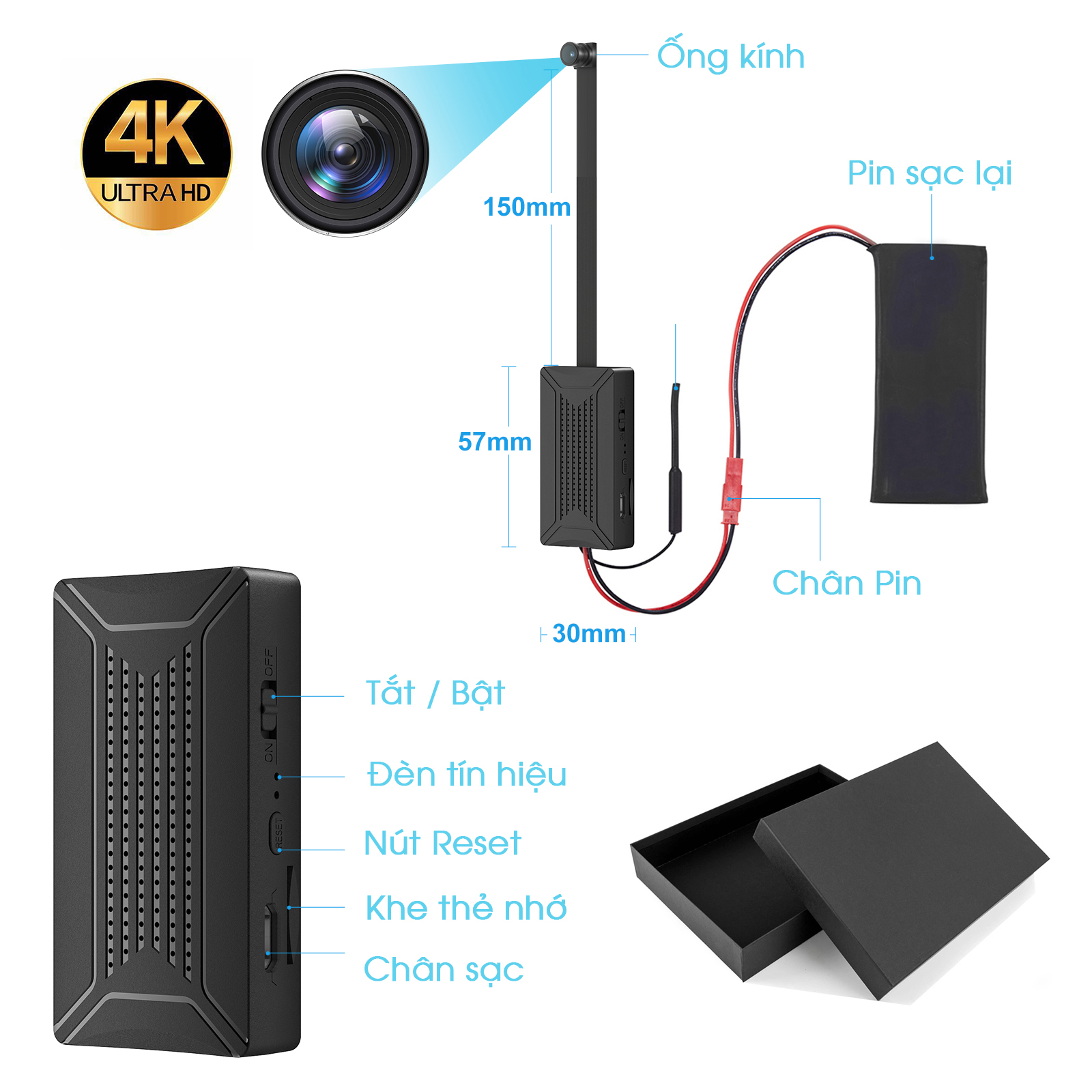 Camera Siêu Mini C8X Pro Nhỏ gọn Full 4K cực Nét