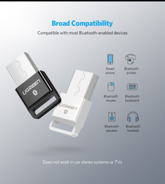USB Bluetooth Ugreen US192 30443 hỗ trợ Qualcomm® aptX™ Màu Trắng