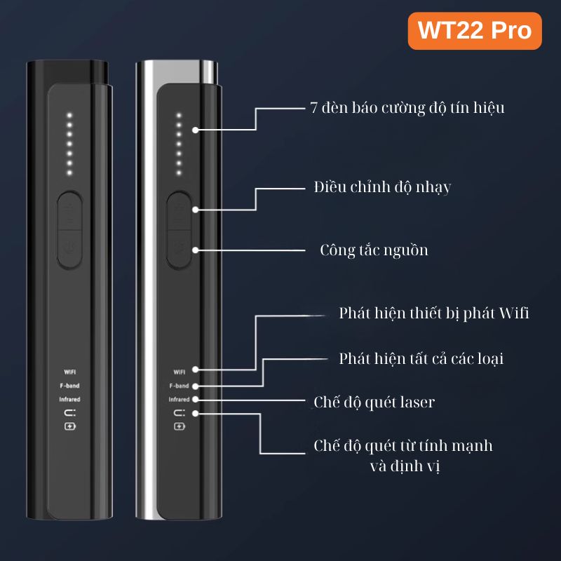 Thiết Bị Dò Máy Nghe lén, GPS, Camera ẩn… WT22 Pro