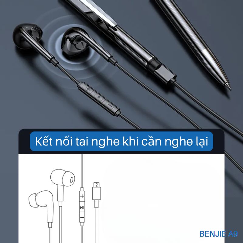 Bút ghi âm Benjie A9 Ghi âm 24h, Âm thanh rõ nét, lọc âm DSP cao cấp