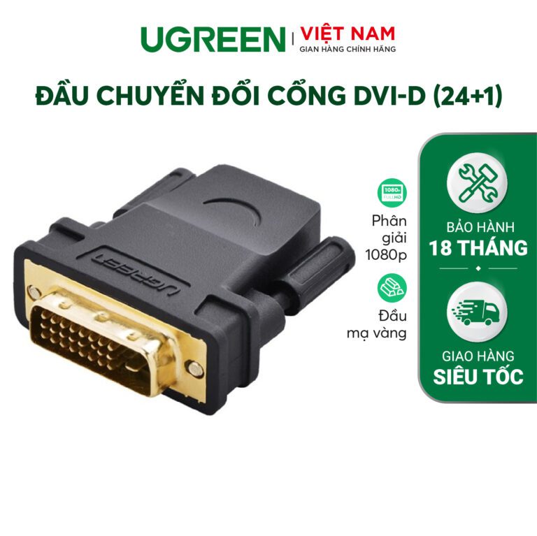 Đầu chuyển đổi cổng DVI-D (24+1) đực sang HDMI cái UGREEN 20124
