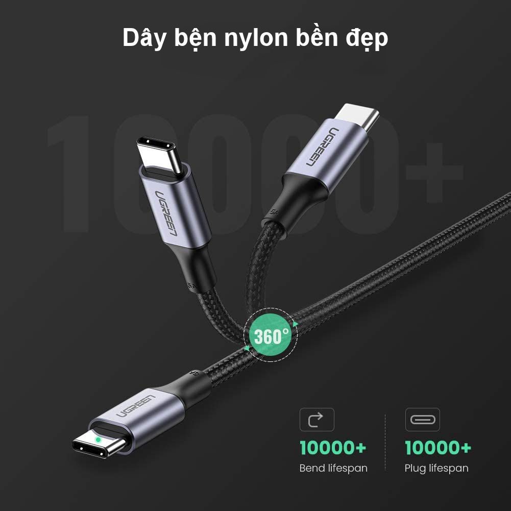 Cáp sạc nhanh 2 đầu Type C sạc nhanh PD100W UGREEN US316 70427 dài 1m
