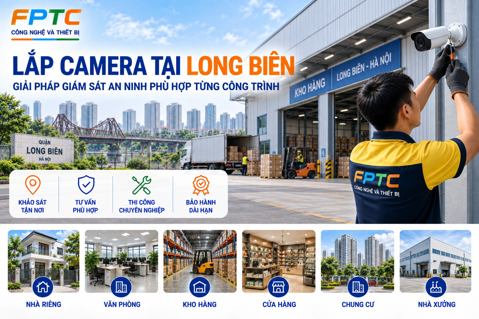 Lắp camera tại Long Biên cho kho hàng, nhà xưởng và nhà ở
