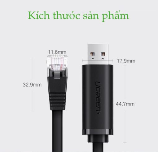 Cáp Console UGREEN CM204 60813 Dài 3m Chuyển USB 2.0 sang RJ45 FTDI (chuẩn 8 pin)