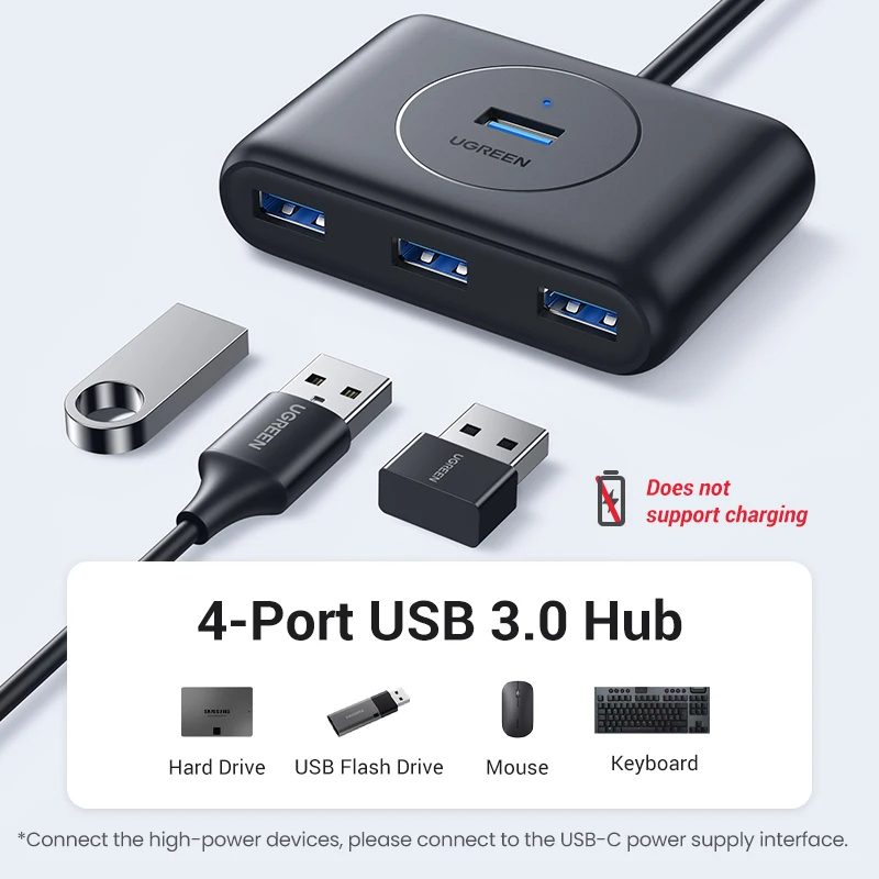 Hub USB 3.0 4 Cổng Ugreen CR113 20291 Màu Đen Dài 1m