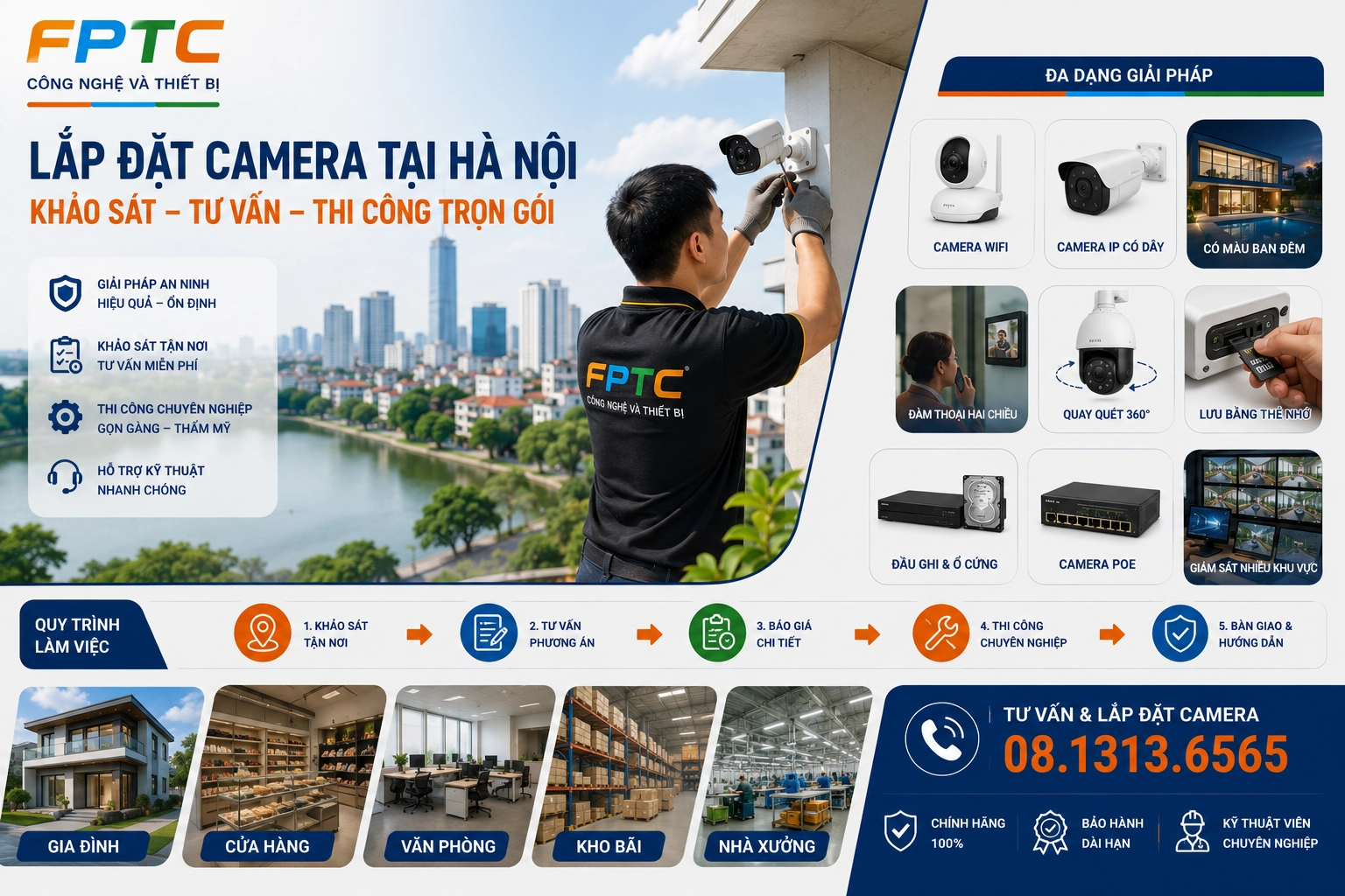 Lắp Đặt Camera Tại Hà Nội Trọn Gói, Khảo Sát Tận Nơi | FPTC