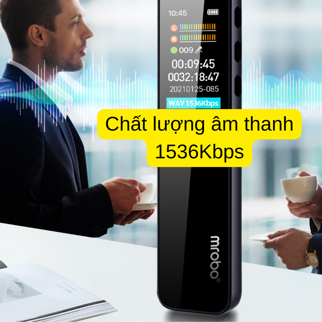 Máy Ghi Âm Chuyên Nghiệp RV18 Mrobo: Ghi âm 30h - Lọc âm DPS - Siêu mỏng 7mm
