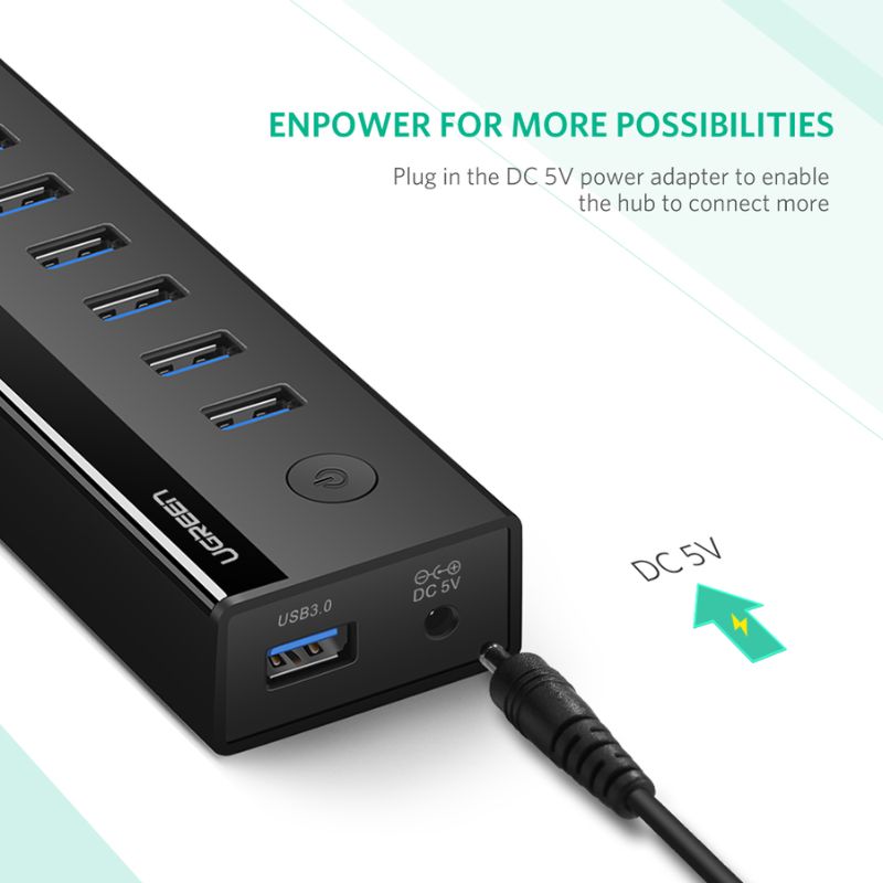 Bộ HUB chia 7 Cổng USB 3.0 Có Nguồn 5V/2A Ugreen 40522 cao cấp