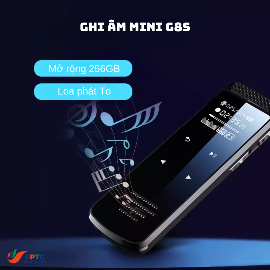 Máy ghi âm chuyên dụng G8S - Ghi âm 24h - Lọc tiếng ồn DPS - Bảo mật hàng đầu