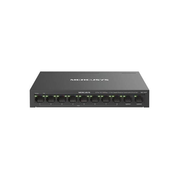 Switch PoE Mercusys MS110CP (8 PoE, 2 Uplink Gigabit, 65W)