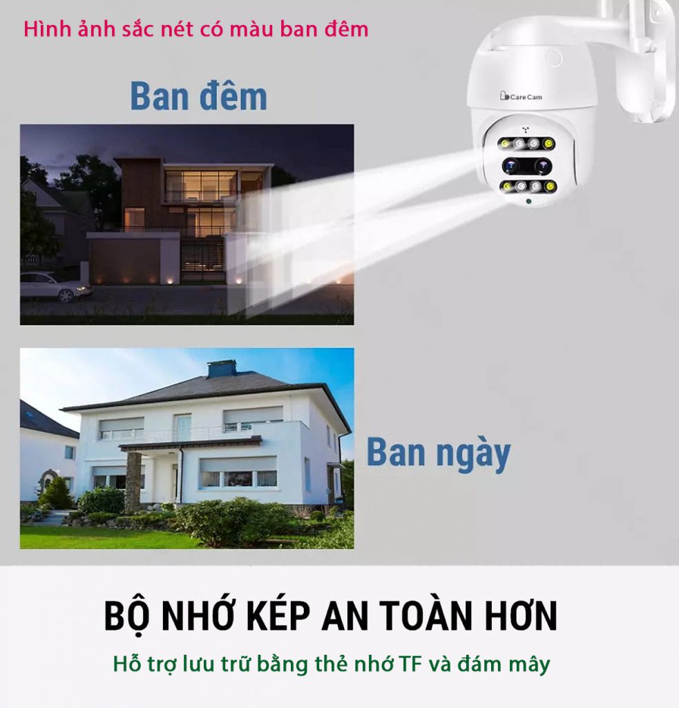 Camera wifi ngoài trời Carecam SM400-PL 4.0 Mpx Full HD- Zoom 10x – 8 LED